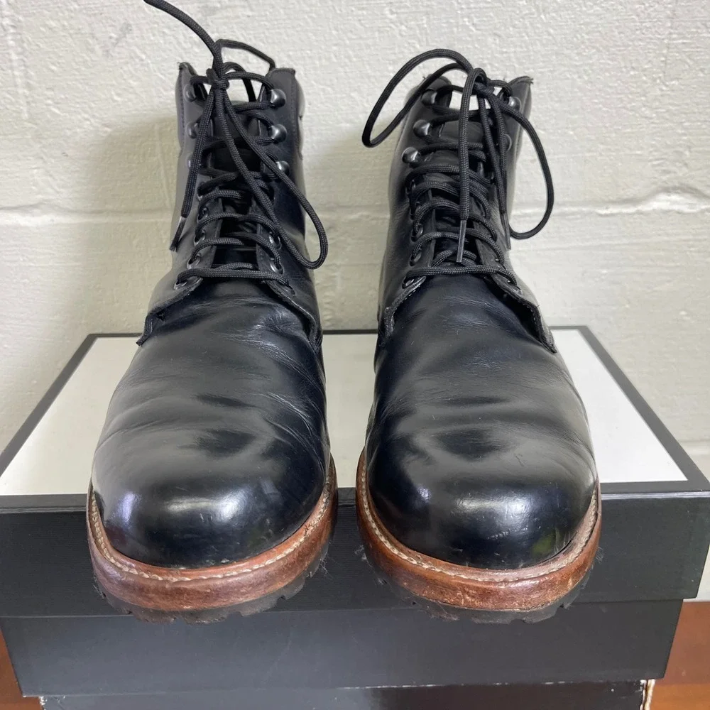 Wilcox Shiloh Black Leather Lug Goodyear Welt Ankle Boots Lace up Women's 11.5